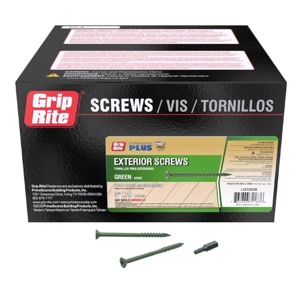 Deck Screw,  #9 x 3 in,  Flat Head Torx Drive,  2000 PK