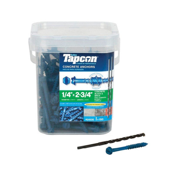 Tapcon Concrete Screw,  1/4" Dia.,  2 3/4 in L,  Climaseal Coated