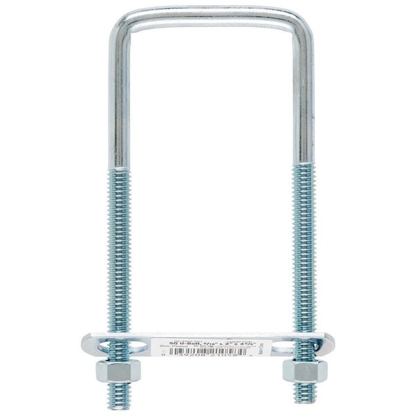 Square U-Bolt,  5/16",  4-3/4 in Inside Ht,  2 in Inside Wd/Dia,  Steel
