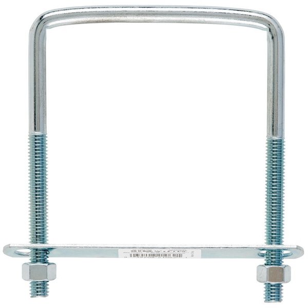 Square U-Bolt,  3/8",  5 in Inside Ht,  4 in Inside Wd/Dia,  Steel