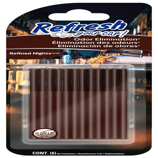 Refresh Your Car! Refined Nights Scent Car Vent Clip Solid 6 pk,  6PK