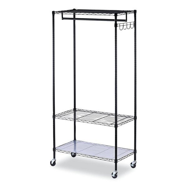 Wire Shelving Garment Rack,  30 Garments,  36w x 18d x 75h,  Black