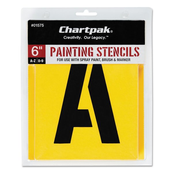 Professional Lettering Stencils,  Painting Stencil Set,  A-Z Set/0-9,  6" Manila,  35PK