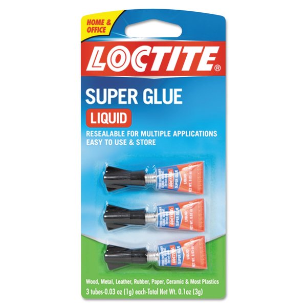 Super Glue,  0.11 oz,  Dries Clear,  PK3