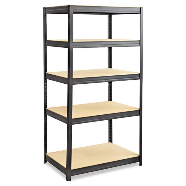 Boltless Steel/Particleboard Shelving,  5-Shelf,  36w x 24d x 72h,  Black