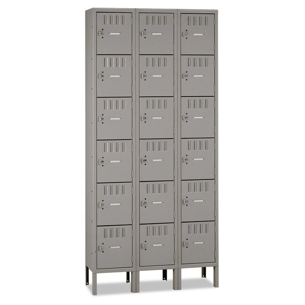 Box Compartments with Legs,  Triple Stack,  36w x 18d x 78h,  Medium Gray