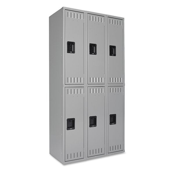 Double Tier Locker,  Triple Stack,  36w x 18d x 72h,  Medium Gray