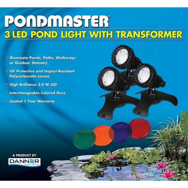 LED Pond Light (2-Lights) w/Photosensor & Transformer