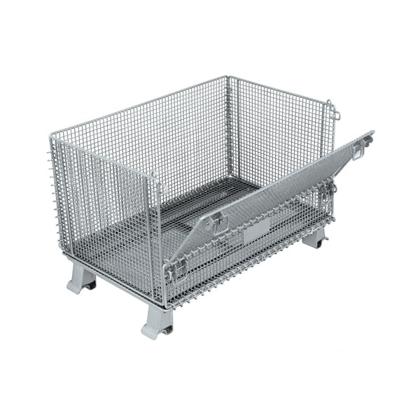 Wire Container,  20 x 32 x16" H OD,  1/2 x 1/2 Mesh,  1/2 drop-full drop