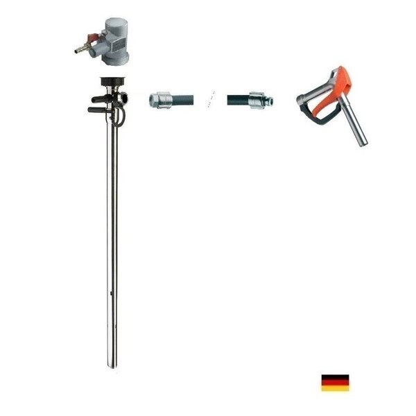 Drum Pump,  Stainless Steel,  39" Long,  Air Operated Motor,  470W Power,   6 ft hose,  hand nozzle.