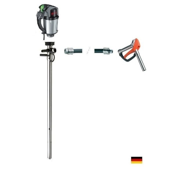 Drum Pump, Stainless Steel, 39" Long, Exp Proof Motor, 120V, 60Hz, 1ph, 460W Power, 6 ft hose, hand nozzle