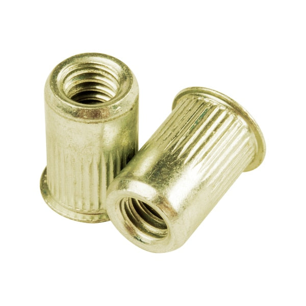Knurled Rivet Nut,  M6-1 Dia./Thread Size,  12.70 mm Head Dia.,  17.27 mm L,  Steel