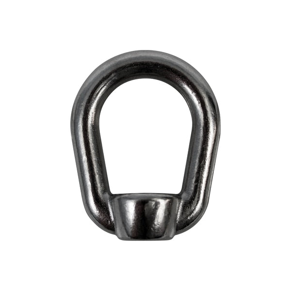 Round Eye Nut,  3/8"-16 Thread Size,  5/16 in Thread Lg,  18-8 Stainless Steel,  Polished