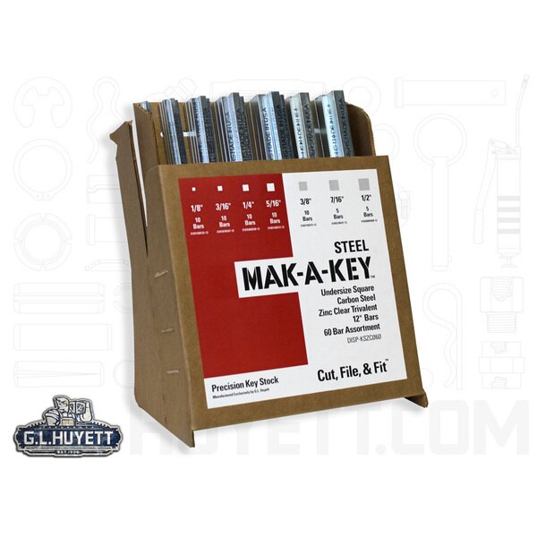 Undersized Key Stock Assortment,  Clear Zinc Plated,  60 Pieces