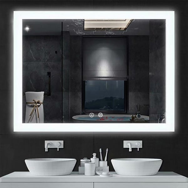 36" "H x 48" "W,  Frosted Glass Edge Mirror,  LED Mirror