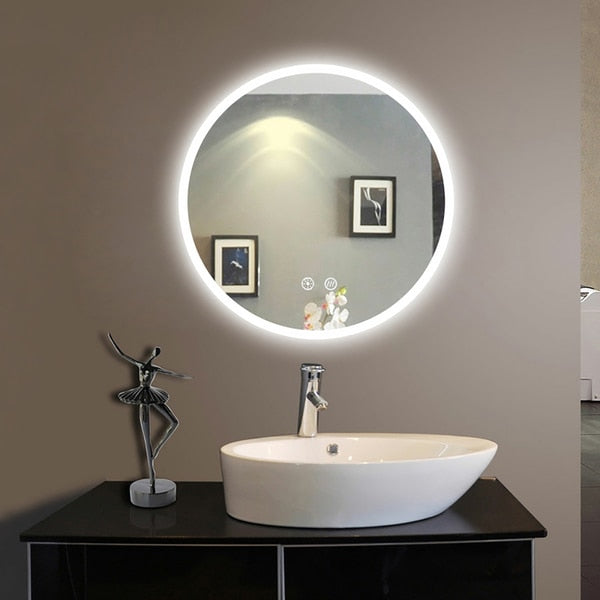 30 "H x Frosted Glass Edge Mirror,  LED Mirror