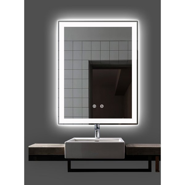 36" "H x 30" "W,  Polished Edge Mirror with Frosted Glass Inset,  LED Mirror