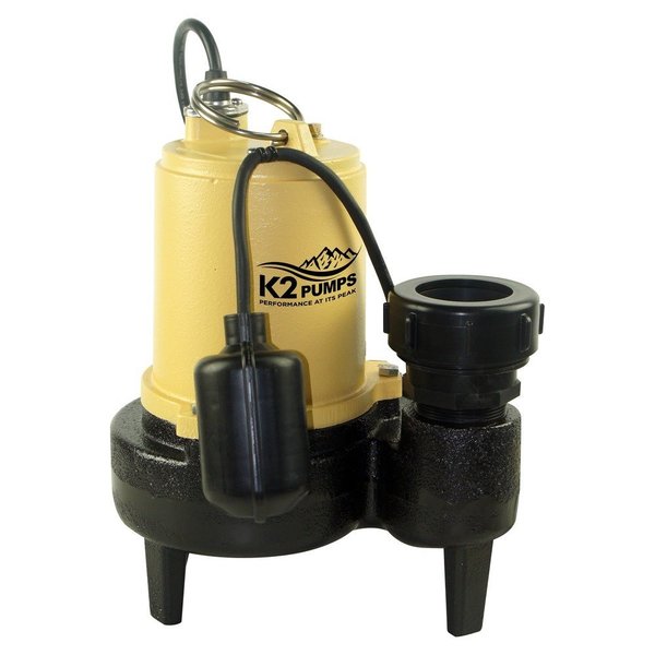 3/4 HP Cast Iron Sewage Pump with Tethered Switch and Quick Connect Fitting