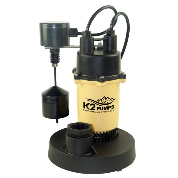 1/3 HP Cast Aluminum Sump Pump with Direct-in Vertical Switch.