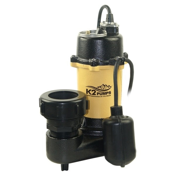 1/2 HP Cast Iron Submersible Effluent Pump with Piggyback Tethered Switch
