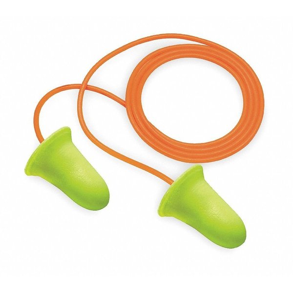 E-A-Rsoft FX Disposable Corded Ear Plugs,  Bell Shape,  NRR 33 dB,  Yellow,  M,  200 Pairs