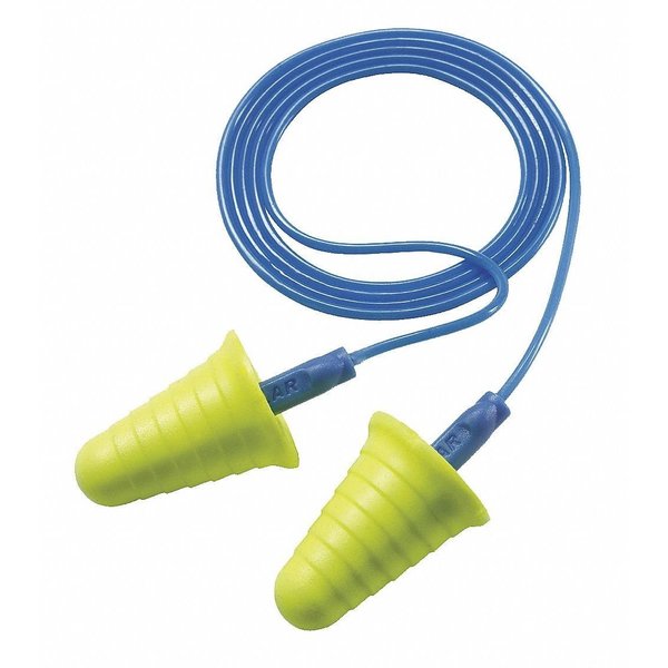 E-A-R Push-Ins Disposable Corded Ear Plugs,  Bullet Shape,  NRR 28 dB,  Blue,  200 Pairs