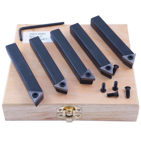 1/2" 5 Piece Indexable Carbide Turning Tool Set