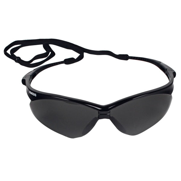 V30 Nemesis Safety Glasses,  Anti-Fog,  Scratch-Resistant,  Wraparound,  Black Half-Frame,  Smoke Lens