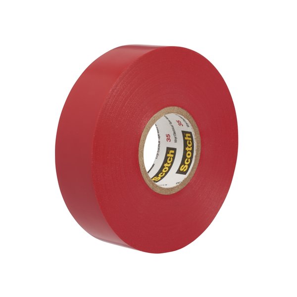 Electrical Tape,  7 mil,  1/2"x20 ft,  Red,  PK100