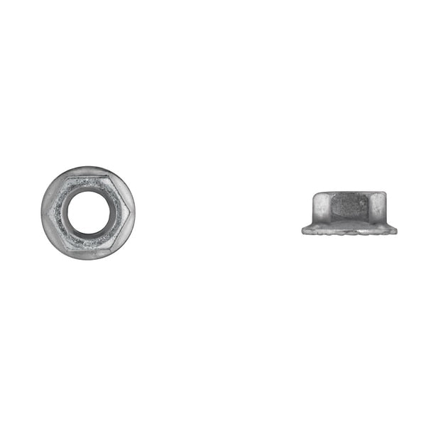 Flange Nut,  3/8"-16,  Bright Zinc Plated
