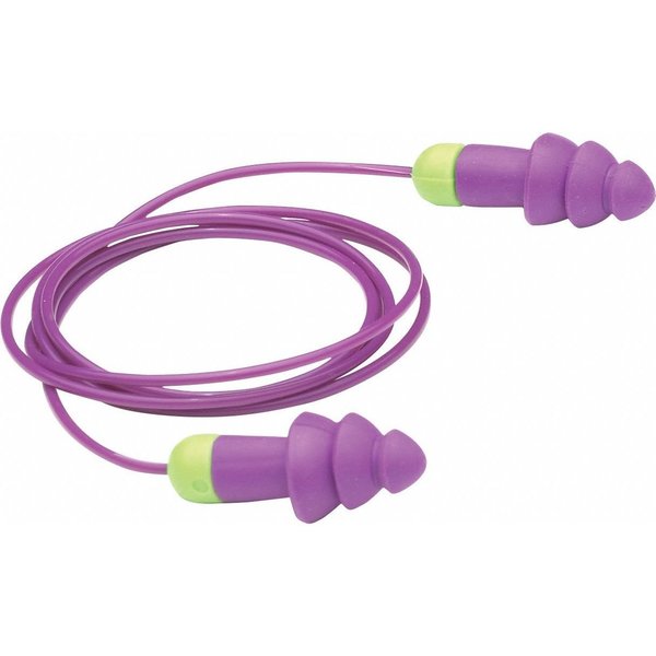 Rockets Reusable Corded Ear Plugs,  Flanged Shape,  NRR 27 dB,  Carrying Case,  Purple,  M,  50 Pairs