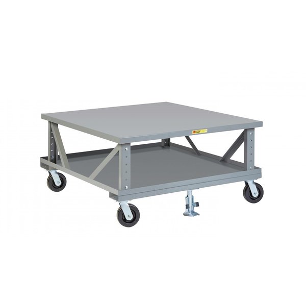 Mobile Pallet Stand with Lower Deck,  48"X48",  Adjustable Height
