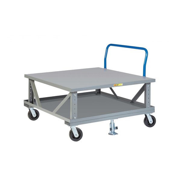 Mobile Pallet Stand with Lower Deck,  42"X48",  Adj. Height,  Handle
