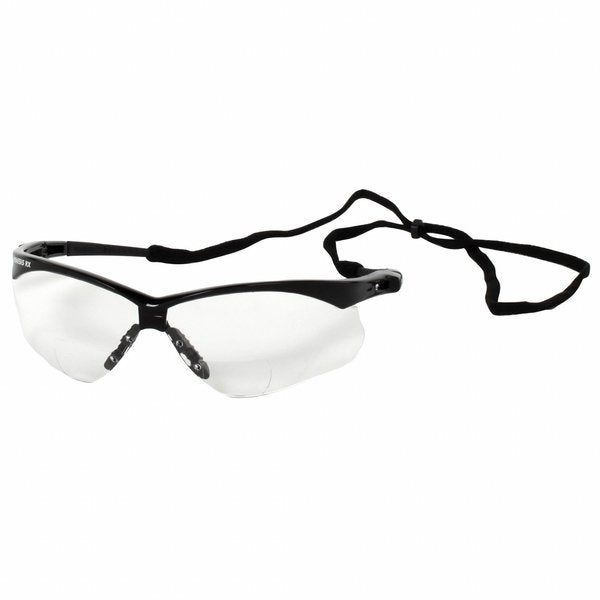 Nemesis Bifocal Safety Reading Glasses,  +1.50 Diopter,  Anti-Scratch,  Wraparound Frame,  Clear/Black