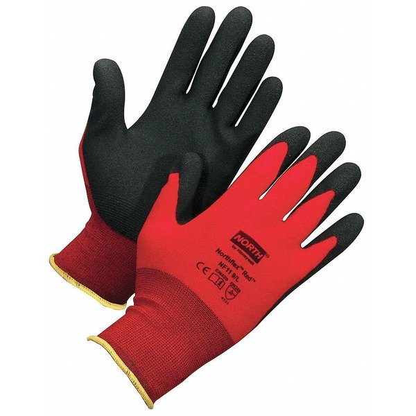 Foam Nitrile Coated Gloves,  NorthFlex Red,  Palm Coverage,  Abrasion Level 4,  Red/Gray,  XL,  1 Pair