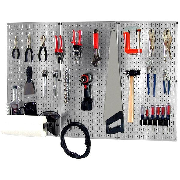 Industrial Steel Pegboard Basic Wall Rack Set with Hooks