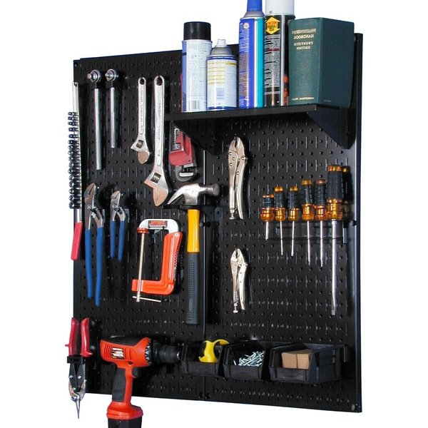 Industrial Pegboard Utility Kit,  Black Pegboard and Hooks