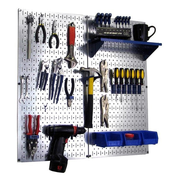 Industrial Pegboard Utility Kit,  Galvanized and Blue