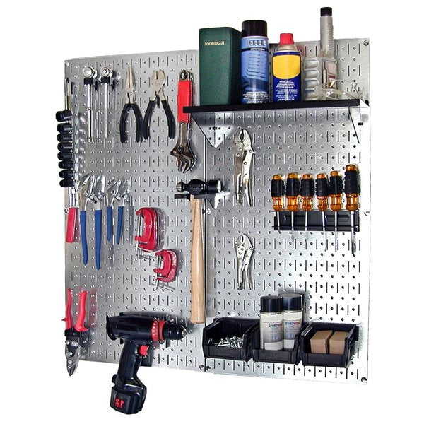 Industrial Pegboard Utility Kit,  Galvanized and Black