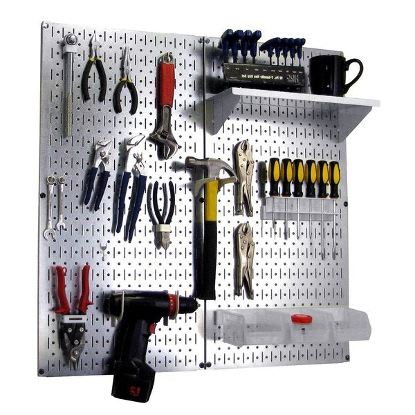 Industrial Pegboard Utility Kit,  Galvanized and White