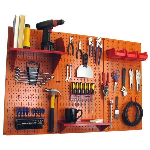 Standard Industrial Pegboard Kit,  Orange/Red