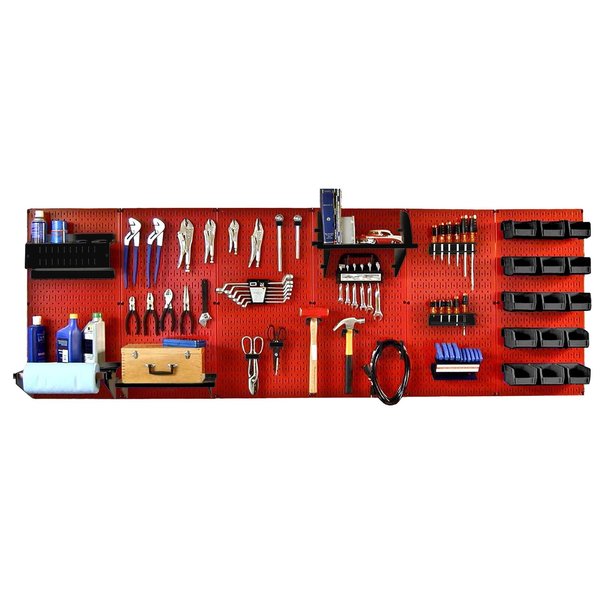 Expanded Industrial Pegboard Kit,  Red/Black