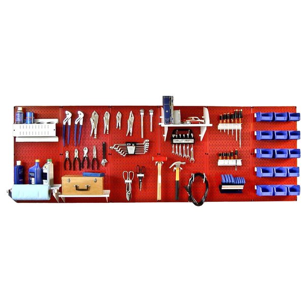 Expanded Industrial Pegboard Kit,  Red/White