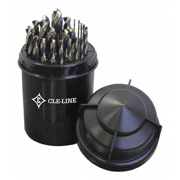 Bit Barrel Jobber Length Drill Set Cle-Line 1878 Black & Gold HSS,  29-Piece