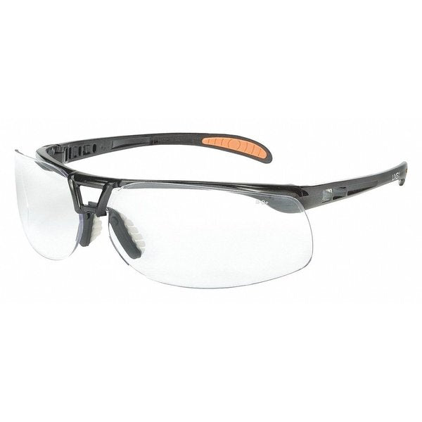 Uvex Protege Safety Glasses,  HydroShield Anti-Fog,  Anti-Scratch,  Black Half-Frame,  Clear Lens