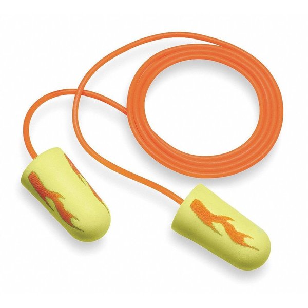 Disposable Corded Ear Plugs,  Bullet Shape,  33 dB,  Orange/Yellow,  200 Pairs