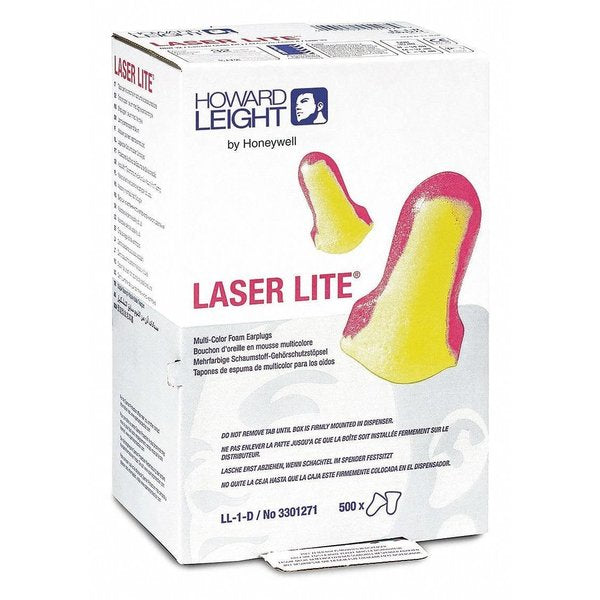 Laser Lite Ear Plug Dispenser Refill,  Uncorded,  Contoured-T Shape,  32 dB,  Magenta/Yellow,  500 Pairs