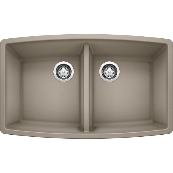 Performa Silgranit 50/50 Double Bowl Undermount Kitchen Sink - Truffle