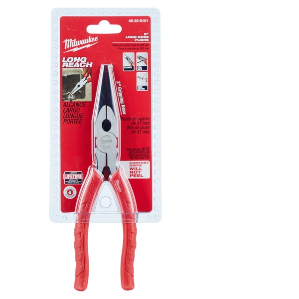 8 in Long Nose Plier, Side Cutter Comfort Grip Handle