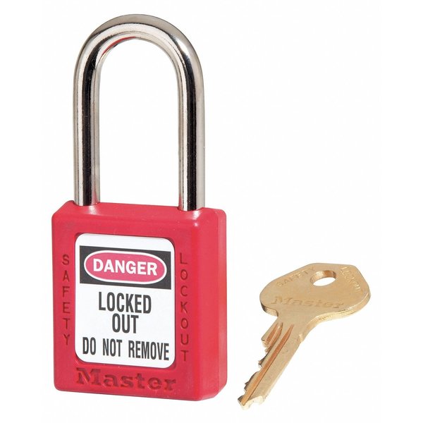 Lockout Padlock,  Keyed Alike,  Thermoplastic,  Standard Body,  Steel,  Red,  Pack of 3